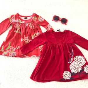 Tea Collection brand 12-18 month red floral dress bundle